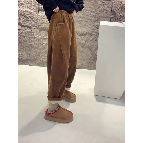 美拉德燈芯絨褲子女秋冬2025新款加絨加厚休閒小個子寬鬆運動衛褲