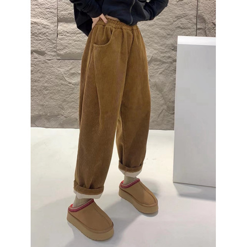 美拉德燈芯絨褲子女秋冬2025新款加絨加厚休閒小個子寬鬆運動衛褲