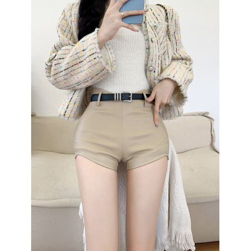 黑色高腰皮短褲女秋冬新款韓版緊身彈力包臀百搭性感辣妹外穿靴褲