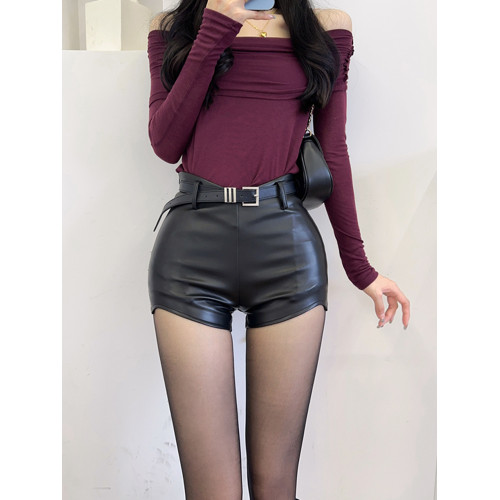 黑色高腰皮短褲女秋冬新款韓版緊身彈力包臀百搭性感辣妹外穿靴褲