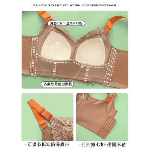 調整型內衣女夏季大胸顯小收副乳防下垂聚攏縮胸胖mm超薄款文胸罩