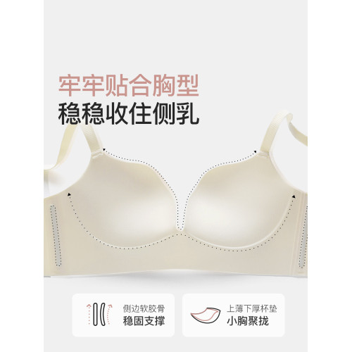 都市麗人夏季薄款內衣女小胸聚攏顯大無痕隱形收副乳防下垂文胸罩