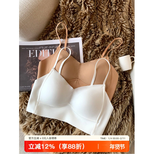 無痕運動內衣女背心式薄款聚攏上托大胸顯小無鋼圈吊帶一體文胸罩
