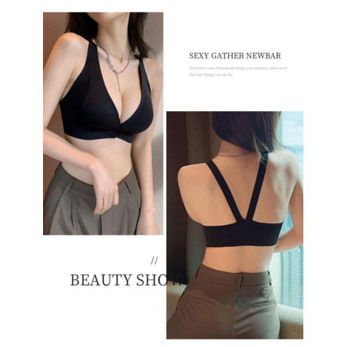 前釦文胸無鋼圈聚攏一片式新款美背無痕內衣女小胸收副乳防下垂