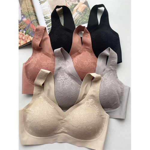 華家出日本原單無鋼圈蕾絲媽媽文胸無痕美背高彈面料內衣女生