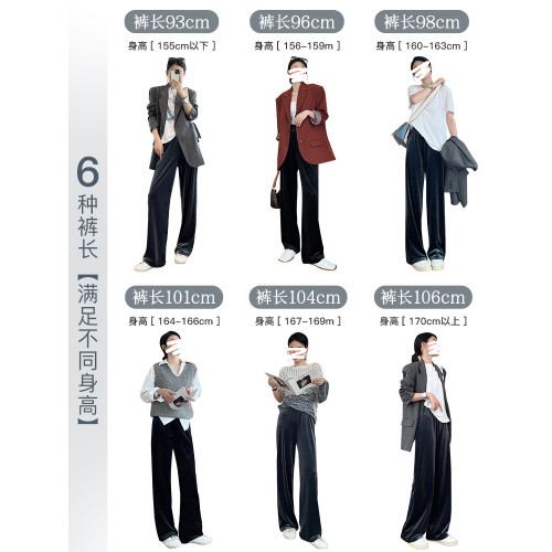 金絲絨濶腿褲女春秋2025新款垂墜感高腰顯瘦小個子直筒窄版絲絨褲