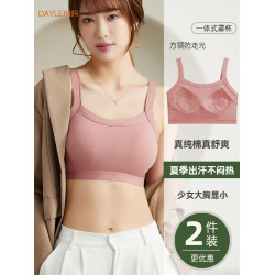 無痕美背少女文胸抹胸防走光夏季薄款學生背心運動內衣裹胸固定杯