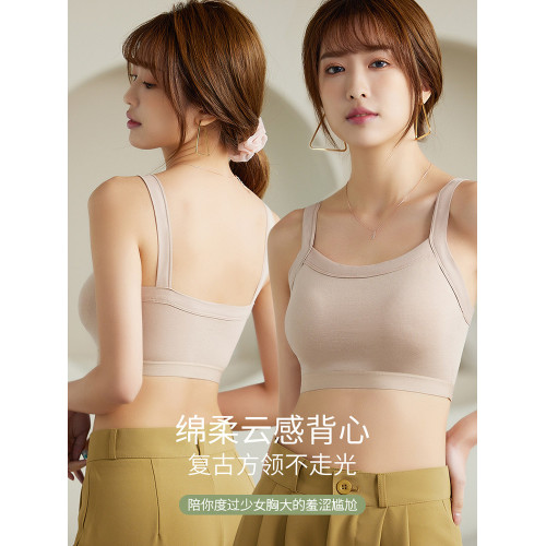 無痕美背少女文胸抹胸防走光夏季薄款學生背心運動內衣裹胸固定杯