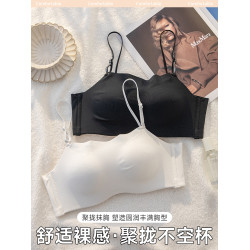 細肩帶美背內衣女2025新款爆款小胸聚攏無痕抹胸式防走光文胸罩夏