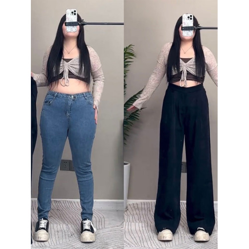 加肥特大碼300斤直筒濶腿褲女春秋200斤胖mm寬鬆顯瘦垂感休閒西褲