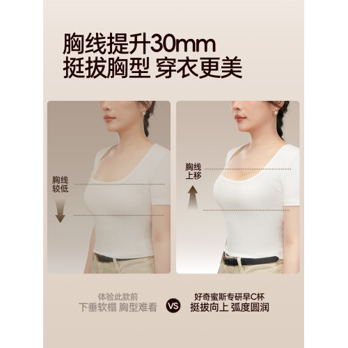 好奇蜜斯粉底液內衣女無痕小胸聚攏顯大光面無鋼圈文胸罩套裝隱形
