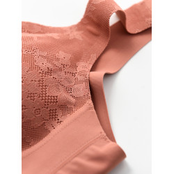 女士蕾絲無痕文胸 寬肩帶背心式胸罩 無鋼圈聚攏一片式內衣四季款