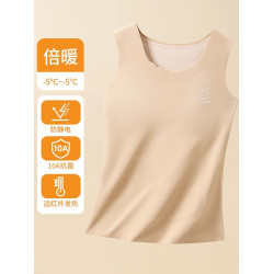 貓人保暖背心女帶胸墊一體式免穿文胸秋冬綿羊毛蠶絲打底少女內衣