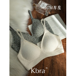 輕裸感印花無痕內衣女小胸聚攏固定杯無鋼圈收副乳防下垂文胸罩