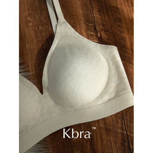 輕裸感印花無痕內衣女小胸聚攏固定杯無鋼圈收副乳防下垂文胸罩