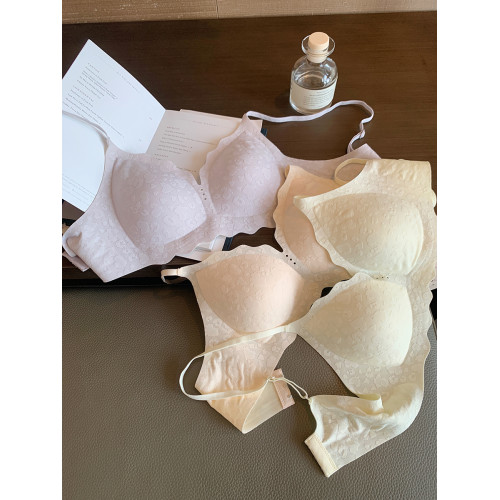 馨幫幫Bra 甜美肌理印花果凍條內衣女小胸聚攏提拉裸感透氣文胸罩