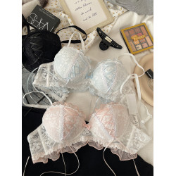 日系綁帶蕾絲內衣女薄款無鋼圈小胸聚攏上托防下垂甜美蘿莉文胸罩