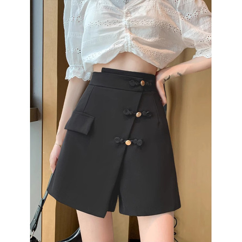 不規則半身裙褲女秋冬新款大碼高腰顯瘦濶腿西裝短褲裙a字裙胖mm