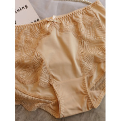 冰絲牛奶絲內褲女中高腰蕾絲邊無痕包臀胖mm純棉襠大碼三角褲透氣