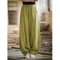 棉麻春夏款紥染長褲女裝寬鬆休閒褲顯瘦濶腿復古百搭燈籠苧麻高級