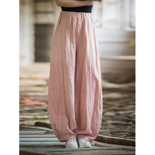 棉麻春夏款紥染長褲女裝寬鬆休閒褲顯瘦濶腿復古百搭燈籠苧麻高級
