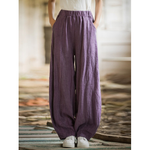 棉麻春夏款紥染長褲女裝寬鬆休閒褲顯瘦濶腿復古百搭燈籠苧麻高級