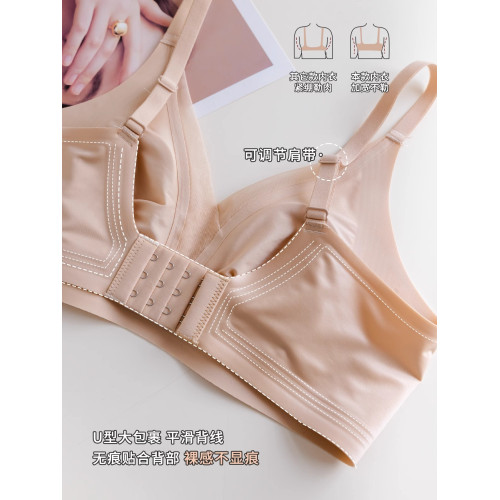 超薄款法式蕾絲兔耳朵內衣女大胸顯小顯瘦無鋼圈三角杯防下垂文胸