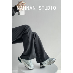 版型很頂~美式低腰修身垂感喇叭褲女春秋辣妹顯瘦拖地微喇運動褲