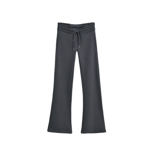 版型很頂~美式低腰修身垂感喇叭褲女春秋辣妹顯瘦拖地微喇運動褲