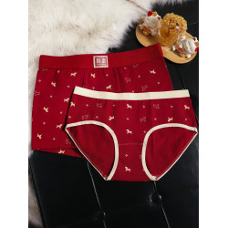 馬年情侶內褲一男一女紅色本命年結婚純棉舒適情侶款三角平角褲衩