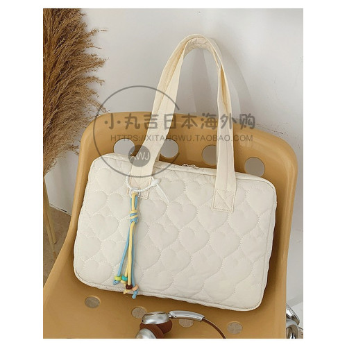 日本手提愛心軟乎乎14寸16寸電腦包單肩筆電收納包保護套女款高質量單肩包