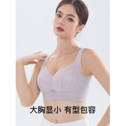 茜施爾無鋼圈蕾絲內衣女薄款大胸顯小文胸收副乳防下垂聚攏胸罩