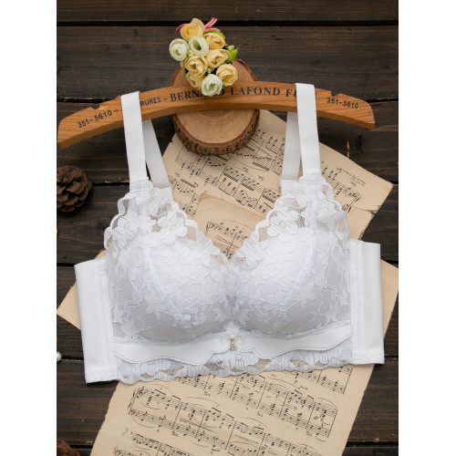 白色內衣女小胸罩聚攏無鋼圈文胸收副乳薄款夏季調整型厚奶罩上托