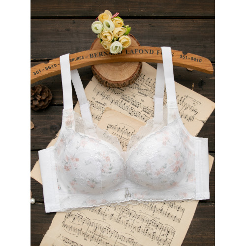 白色內衣女小胸罩聚攏無鋼圈文胸收副乳薄款夏季調整型厚奶罩上托