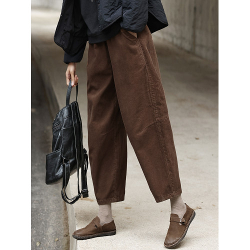 條絨褲子女寬鬆韓版九分燈芯絨濶腿褲秋冬加厚2025新款復古氣球褲 條絨褲子女寬鬆韓版九分燈芯絨濶腿褲秋冬加厚2025新款復古氣球褲