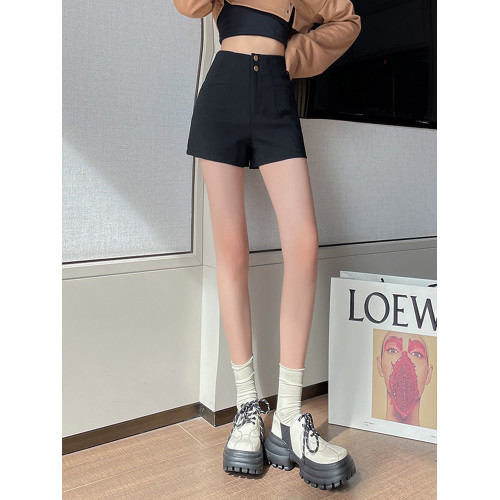 黑色西裝短褲女秋冬加絨外穿高腰顯瘦彈力a字下半身失蹤打底靴褲 黑色西裝短褲女秋冬加絨外穿高腰顯瘦彈力a字下半身失蹤打底靴褲