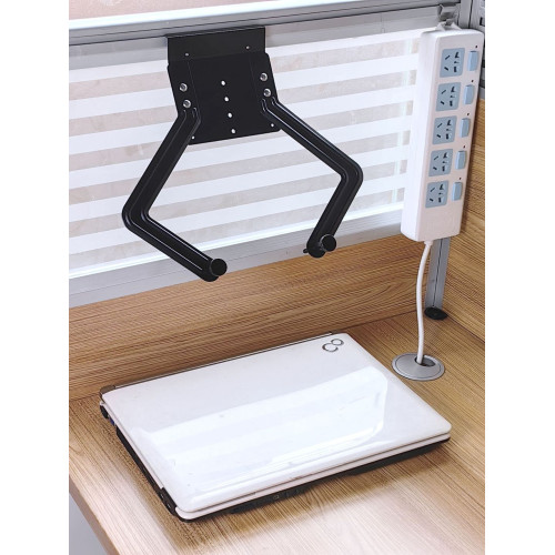 工位筆記型電腦掛架辦公桌筆電卡掛縫托架，屏風斜放懸空電腦支架