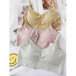 薄款超軟透氣瑜珈文胸運動無鋼圈少女抹胸吊帶高中學生背心PAFHL