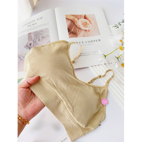 薄款超軟透氣瑜珈文胸運動無鋼圈少女抹胸吊帶高中學生背心PAFHL