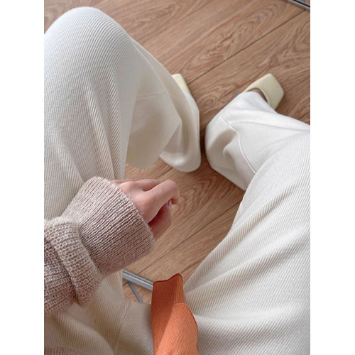 小個子羊毛褲子150燕麥色針織濶腿褲女秋145垂感顯瘦慵懶風休閒褲 小個子羊毛褲子150燕麥色針織濶腿褲女秋145垂感顯瘦慵懶風休閒褲