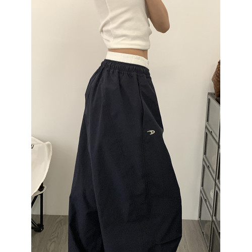 美式工裝褲女秋冬加絨2025新款寬鬆濶腿休閒直筒慵懶松弛感運動褲