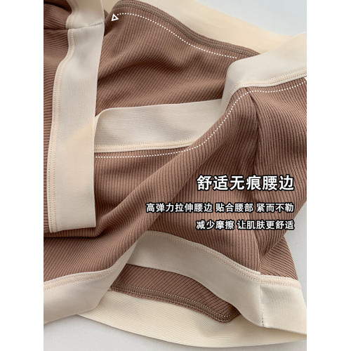 螺紋裸感舒適透氣無痕高彈中腰內褲女純棉全棉襠提臀三角褲3條裝