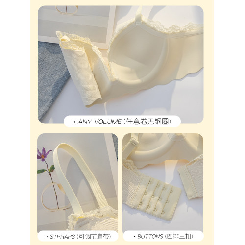 蕾絲內衣女小胸聚攏顯大無鋼圈上托防下垂外擴漫畫胸型少女文胸罩