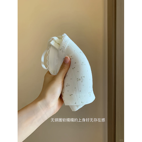 法式少女內衣小胸聚攏超薄款夏季無鋼圈軟支撐蕾絲上托碎花文胸罩