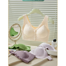 中老年媽媽款美背內衣舒適柔軟無鋼圈上托聚攏無痕文胸孕婦前開釦