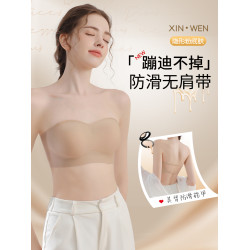 粉底液無肩帶內衣女防滑聚攏小胸隱形無痕抹胸防走光裹胸美背文胸