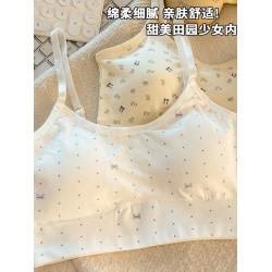 純棉內衣女初高中學生發育期運動背心防震透氣固定一體杯無痕文胸