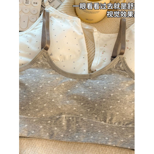 純棉內衣女初高中學生發育期運動背心防震透氣固定一體杯無痕文胸