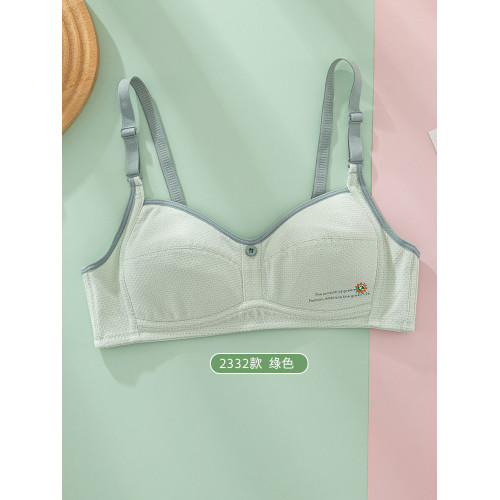 純棉內衣薄款無海綿學生初中生高中生少女發育期16嵗女孩文胸罩夏