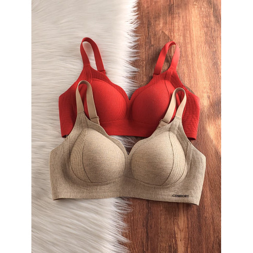 秋冬螺紋提拉內衣女小胸聚攏上托磨毛防下垂紅色結婚2025新款文胸